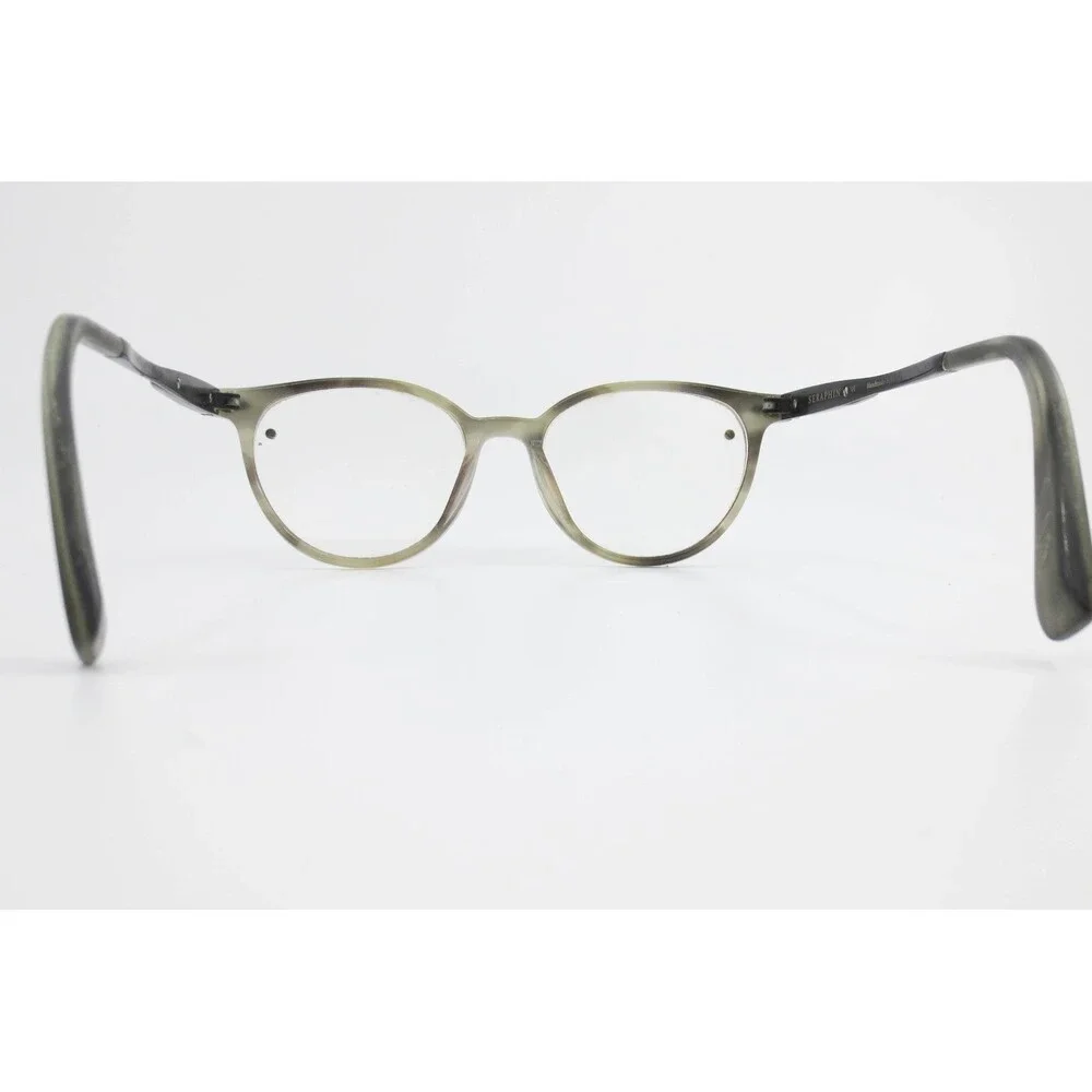 Seraphin Eyeglasses Frames Green Grey Mottled Round Handmade in Japan 36021